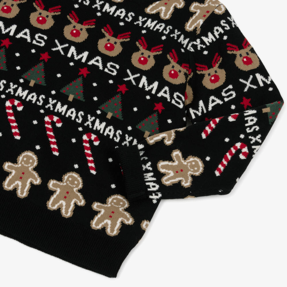 NAME IT-Black Knitted Festive Sweater | Childrensalon Outlet
