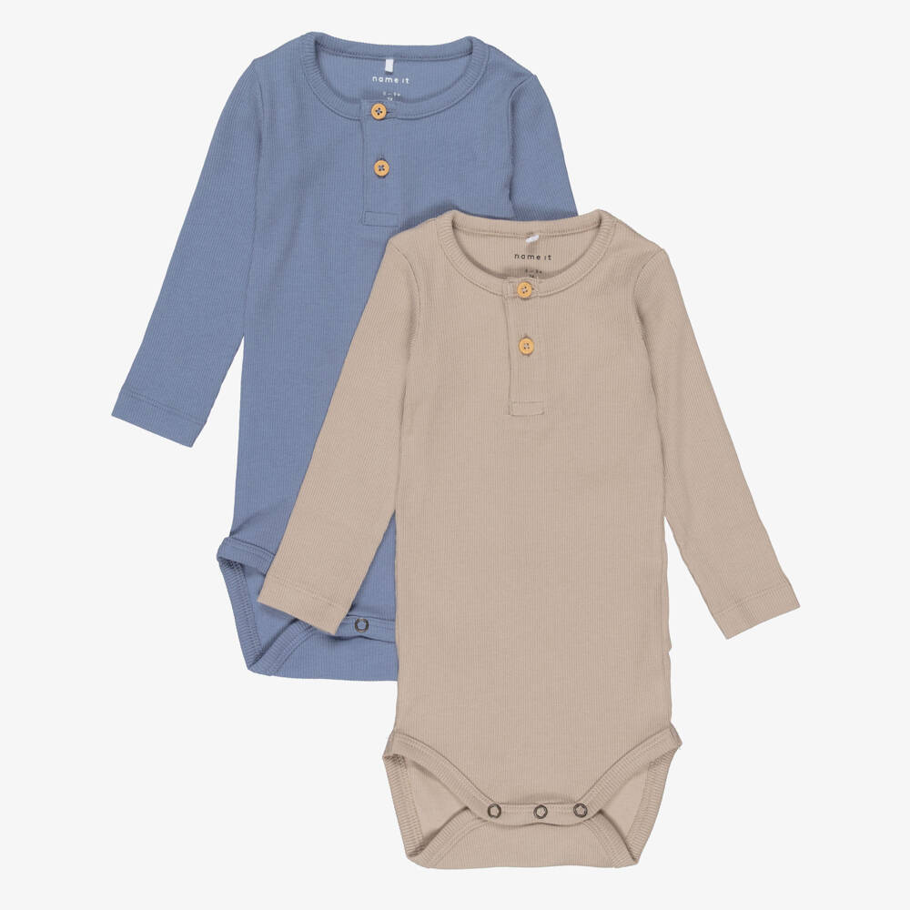 NAME IT-Blue And Beige 2pk Bodyvest | Childrensalon Outlet