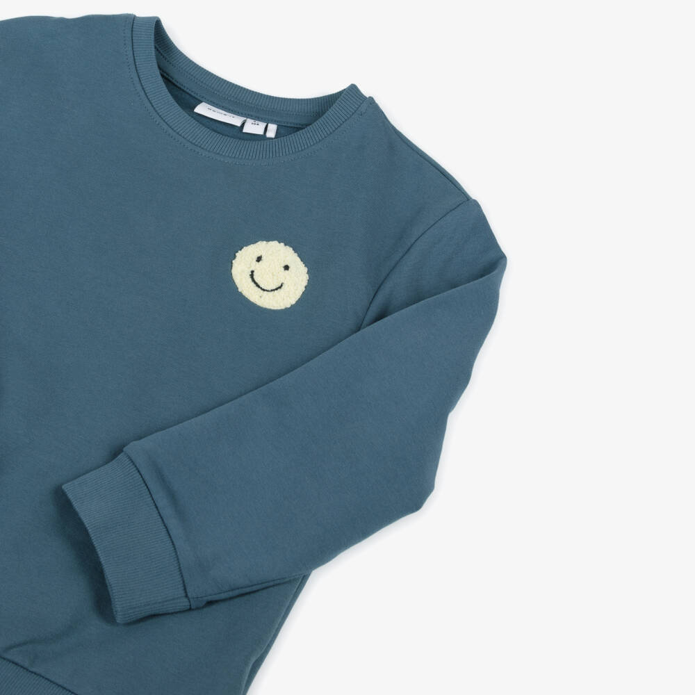 NAME IT-Boys Airy Blue Smiley Sweatshirt | Childrensalon Outlet