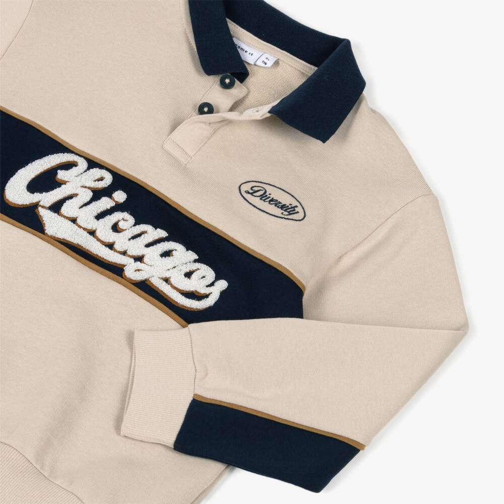 NAME IT-Бежевая хлопковая рубашка поло для мальчиков | Childrensalon Outlet