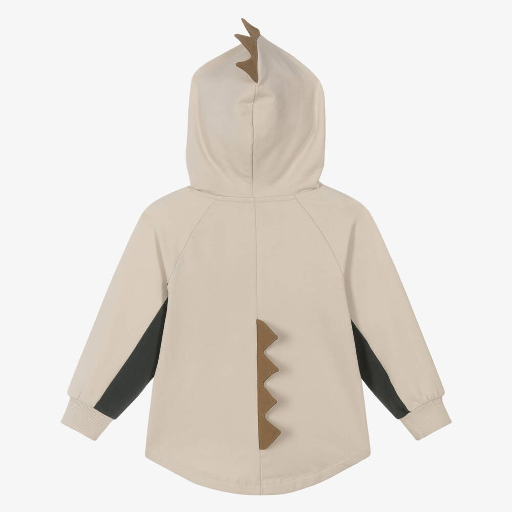 NAME IT-Boys Beige Cotton Dinosaur Hoodie | Childrensalon Outlet