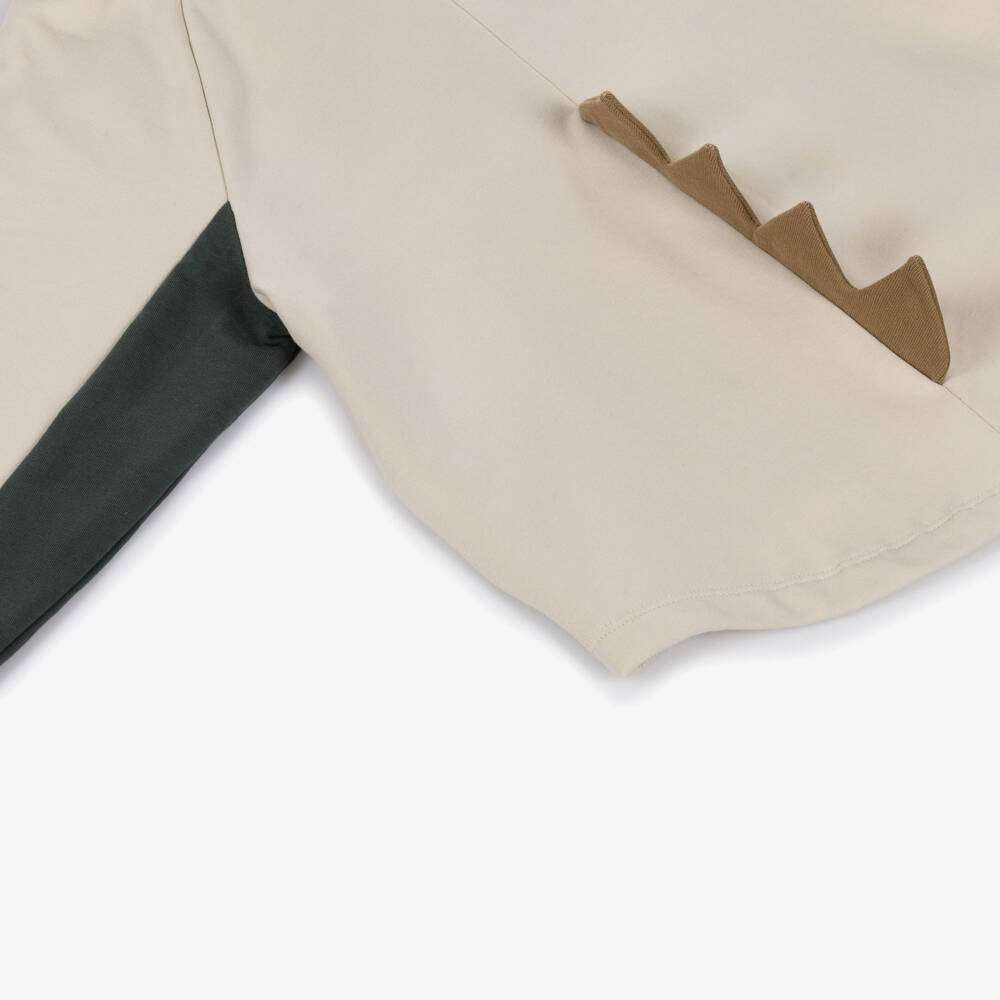 NAME IT-Boys Beige Cotton Dinosaur Hoodie | Childrensalon Outlet