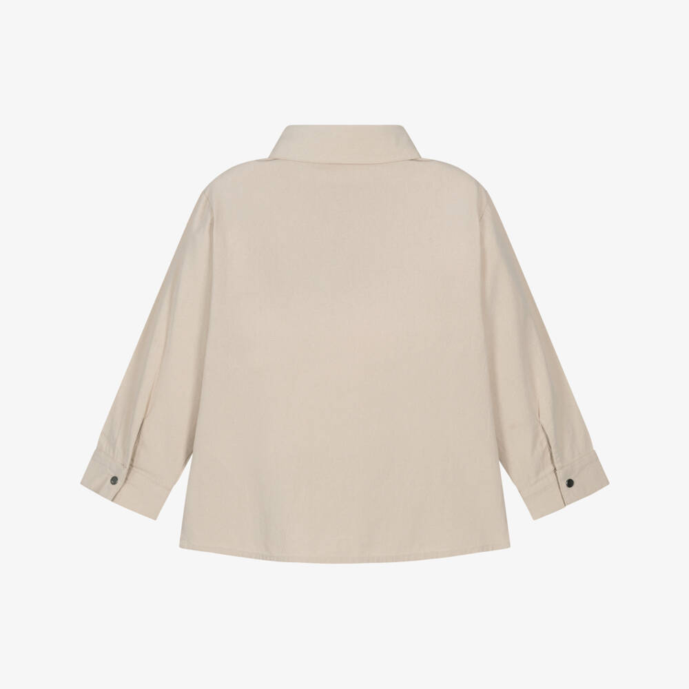 NAME IT-Boys Beige Cotton Shirt with Pockets | Childrensalon Outlet