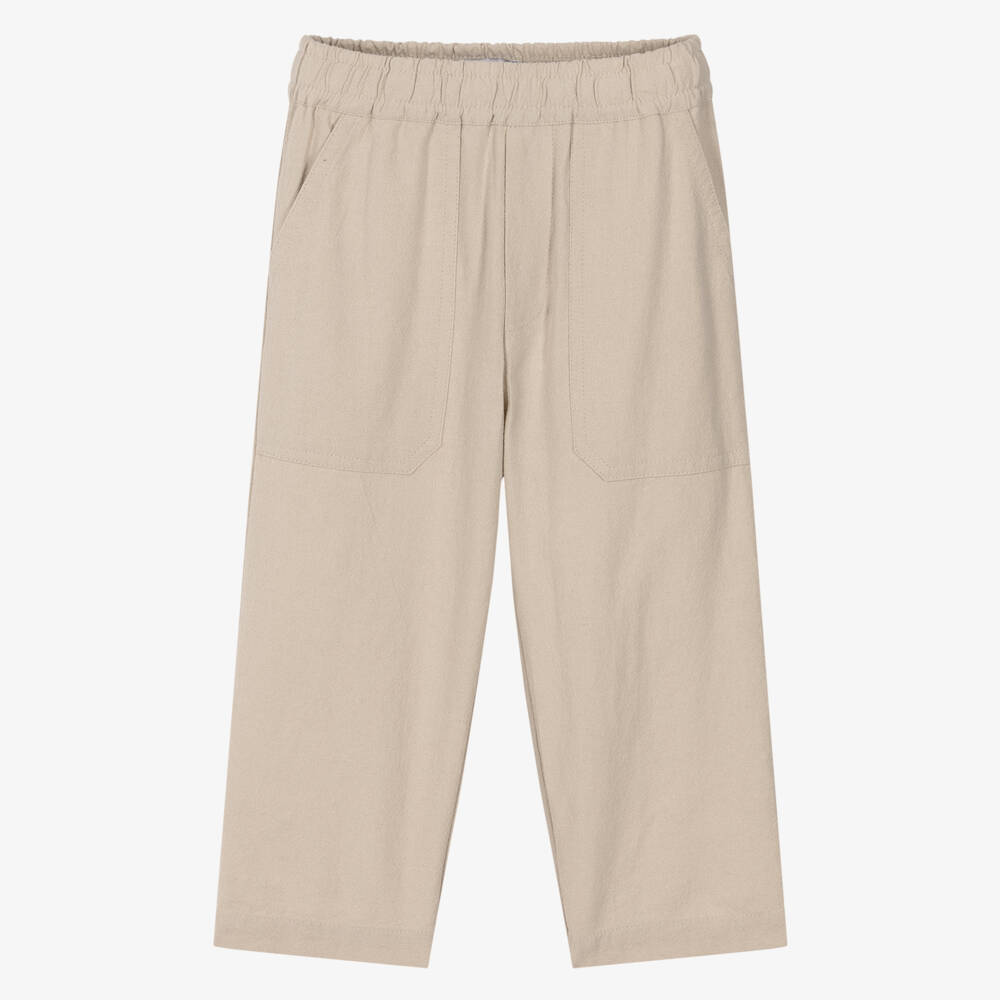 NAME IT-Boys Beige Cotton Trousers | Childrensalon Outlet