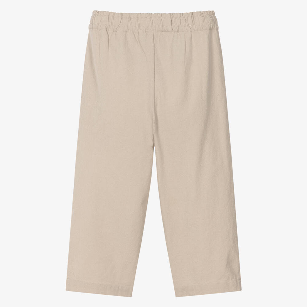 NAME IT-Boys Beige Cotton Trousers | Childrensalon Outlet
