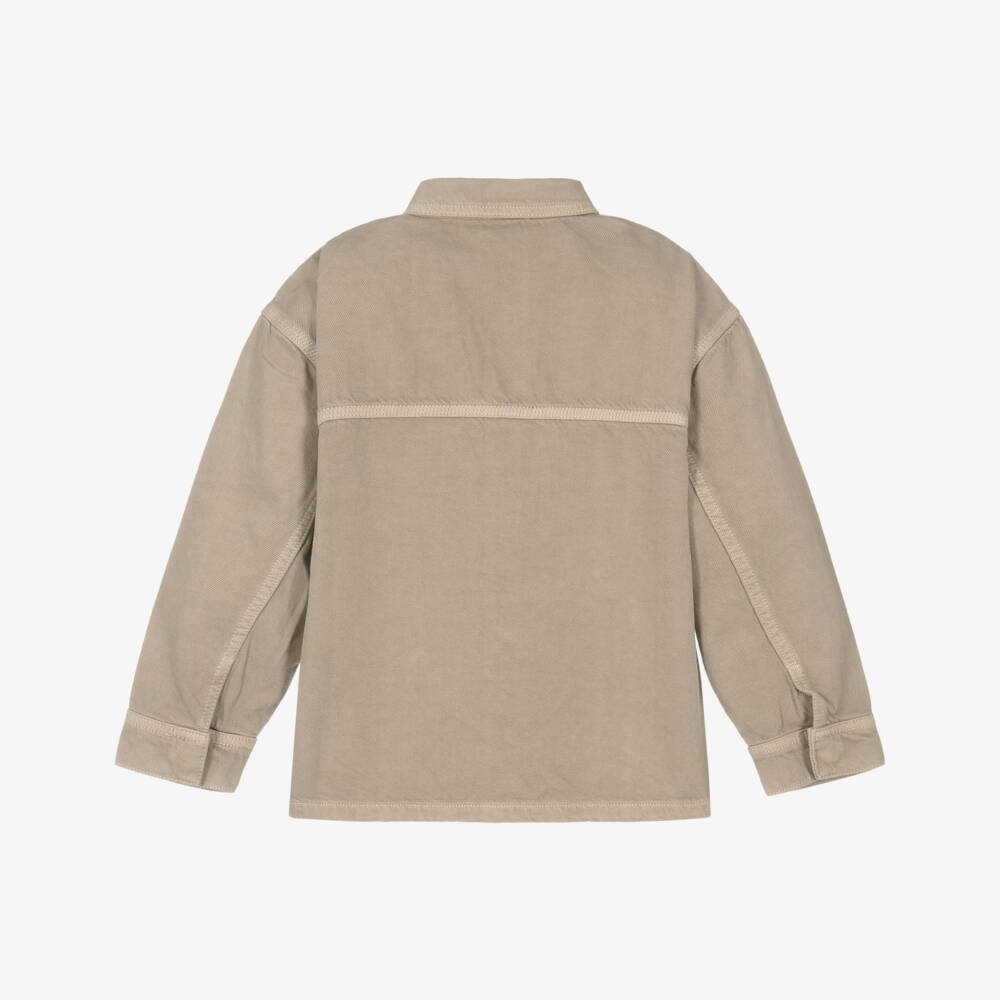 NAME IT-Boys Beige Cotton Twill Overshirt | Childrensalon Outlet
