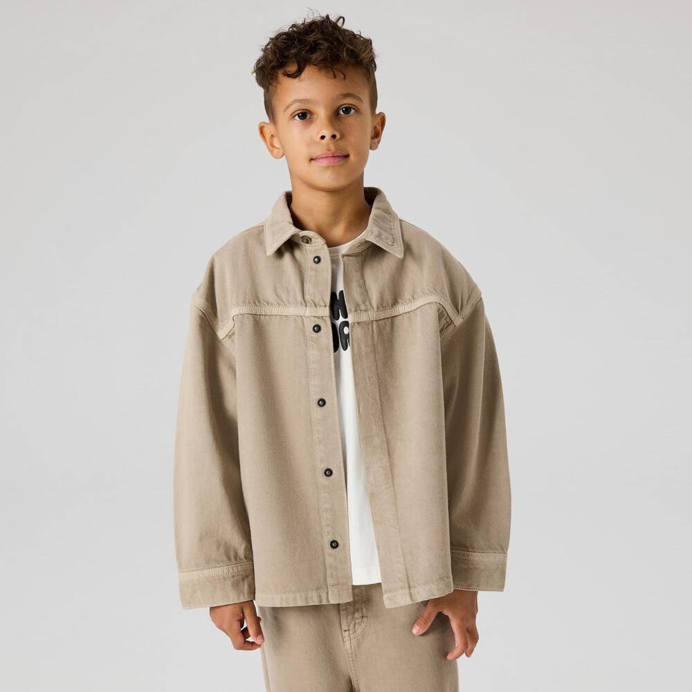 NAME IT-Boys Beige Cotton Twill Overshirt | Childrensalon Outlet
