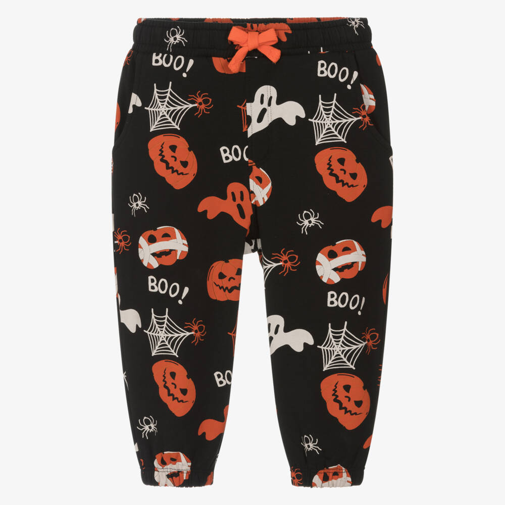 NAME IT-Boys Black Cotton Halloween Print Joggers | Childrensalon Outlet