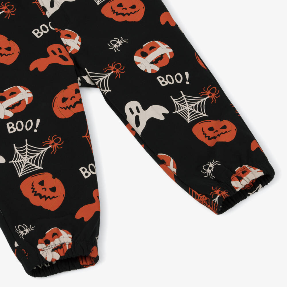 NAME IT-Boys Black Cotton Halloween Print Joggers | Childrensalon Outlet