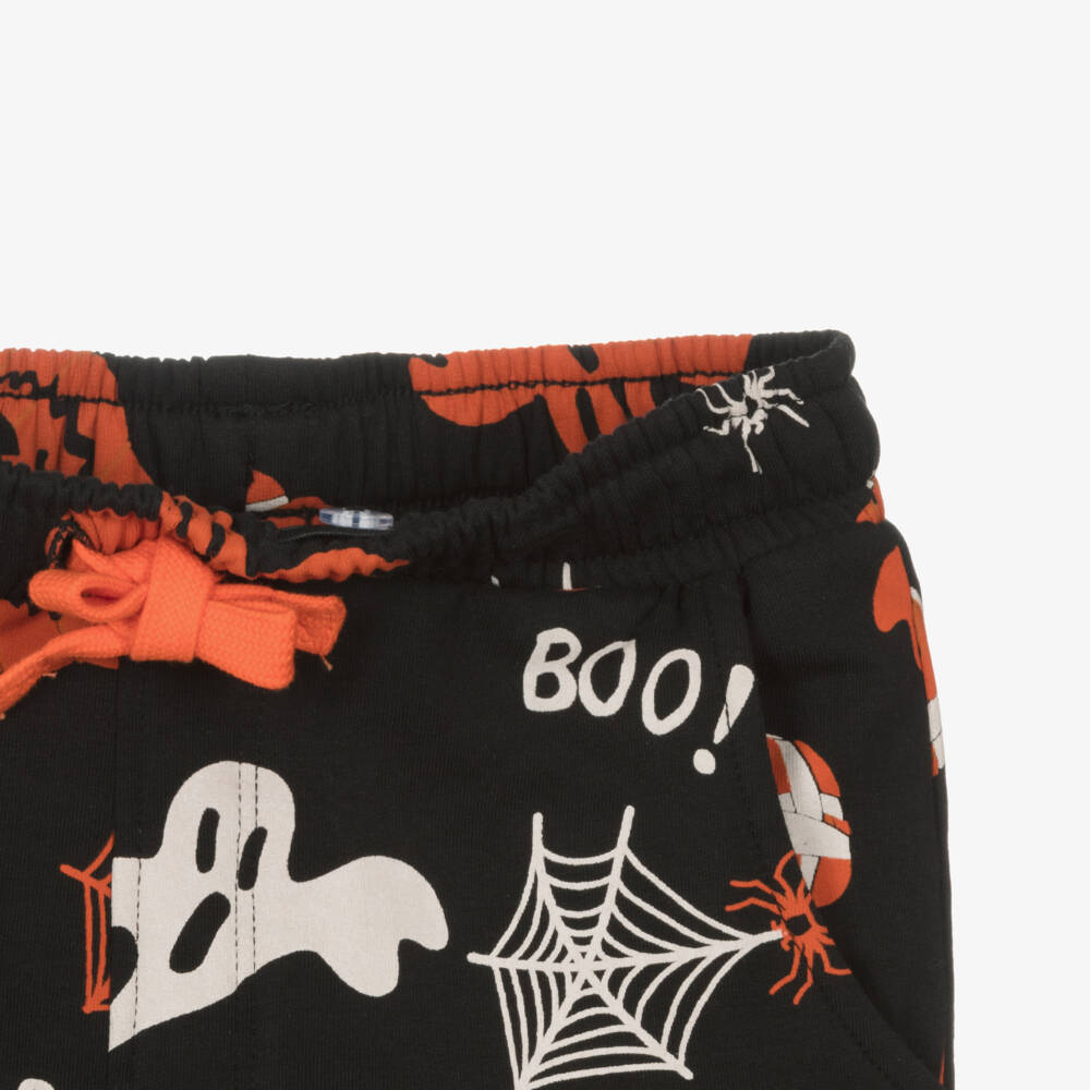 NAME IT-Boys Black Cotton Halloween Print Joggers | Childrensalon Outlet