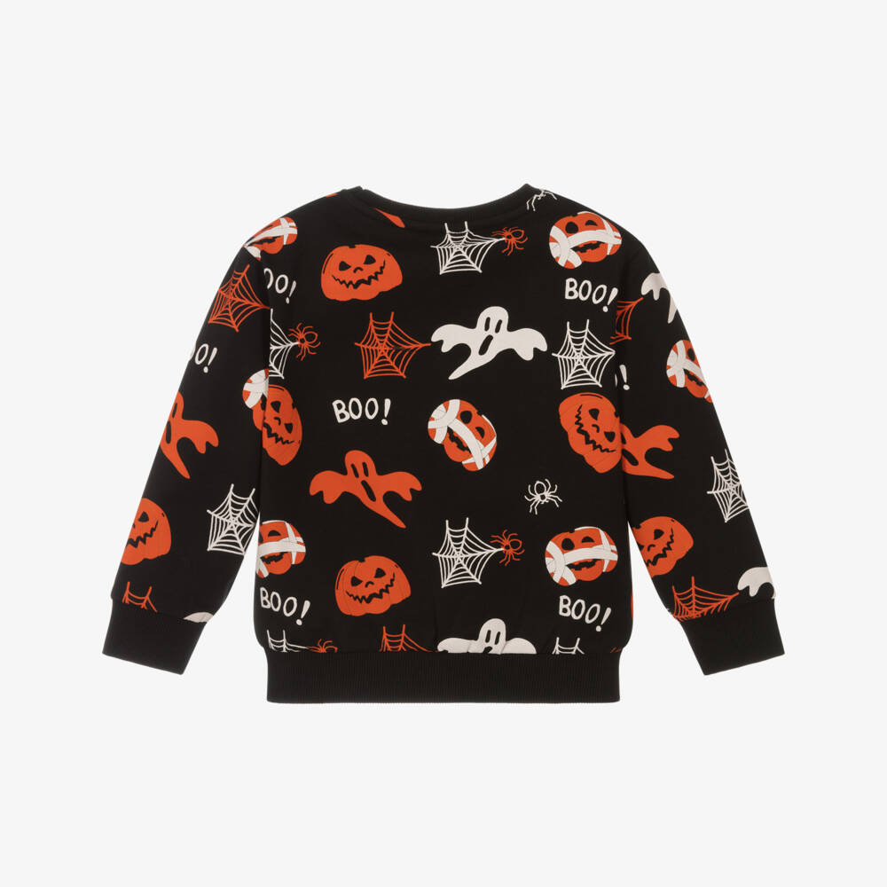 NAME IT-Boys Black Cotton Halloween Print Sweatshirt | Childrensalon Outlet