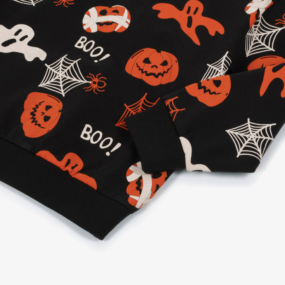 NAME IT-Boys Black Cotton Halloween Print Sweatshirt | Childrensalon Outlet