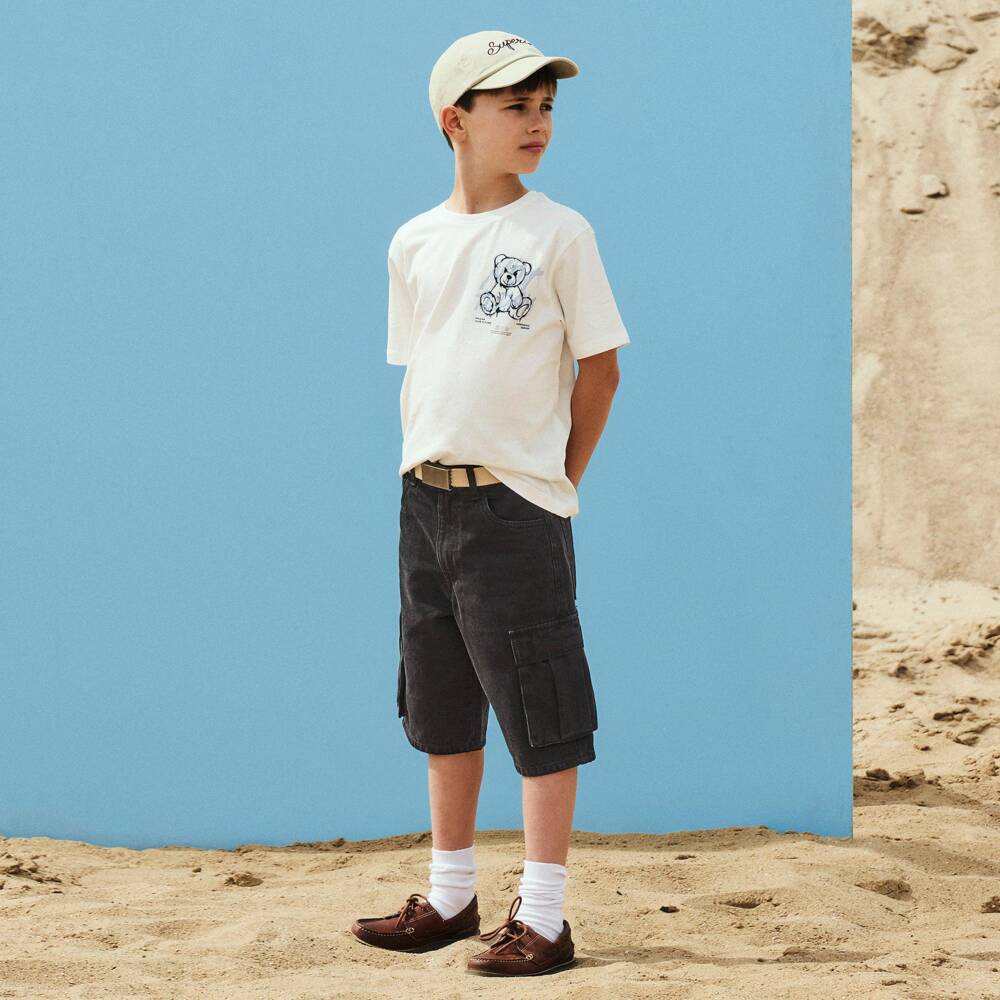 NAME IT-Boys Black Denim Cargo Pocket Shorts | Childrensalon Outlet