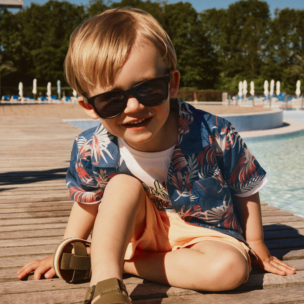 NAME IT-Boys Blue Botanical & Pelican Print Shirt | Childrensalon Outlet