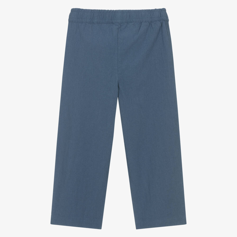 NAME IT-Boys Blue Cotton Loose Fit Trousers | Childrensalon Outlet