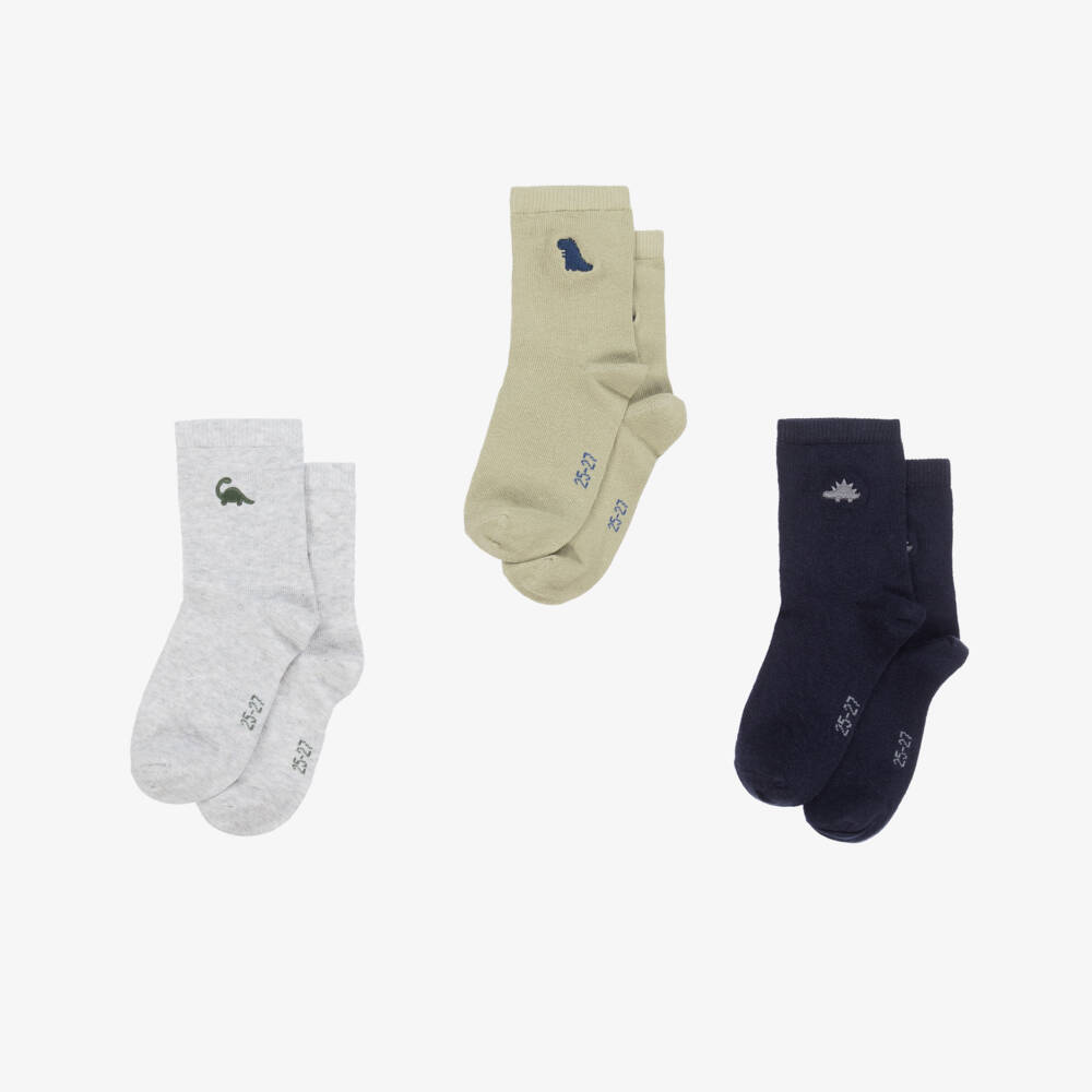 NAME IT-Boys Blue Dino-Themed Sock Trio | Childrensalon Outlet
