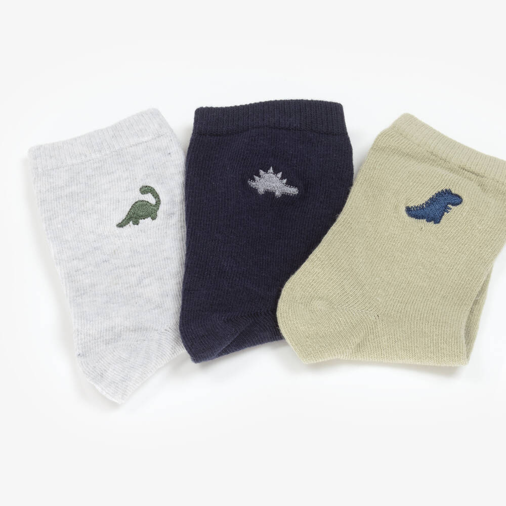 NAME IT-Boys Blue Dino-Themed Sock Trio | Childrensalon Outlet