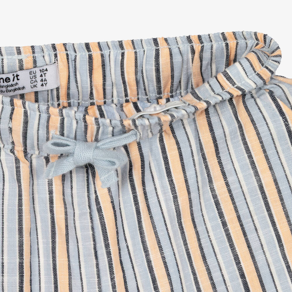 NAME IT-Boys Blue & Orange Striped Cotton Shorts | Childrensalon Outlet