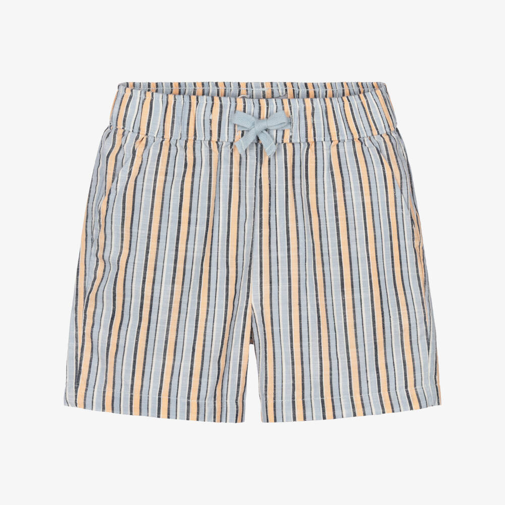 NAME IT-Boys Blue & Orange Striped Cotton Shorts | Childrensalon Outlet