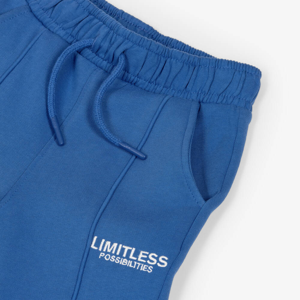 NAME IT-Boys Blue Organic Cotton Slogan Joggers | Childrensalon Outlet