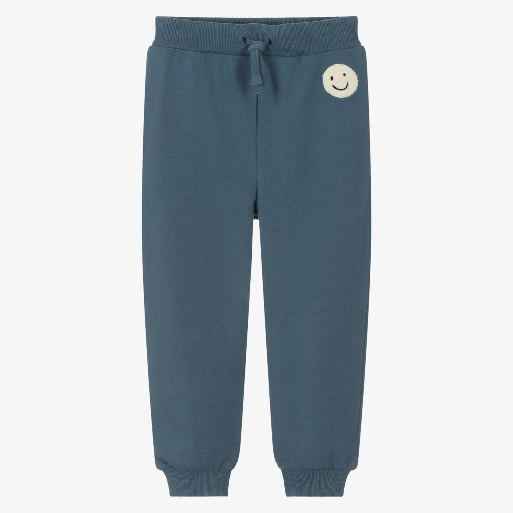 NAME IT-Boys Blue Smiley Cotton Joggers | Childrensalon Outlet