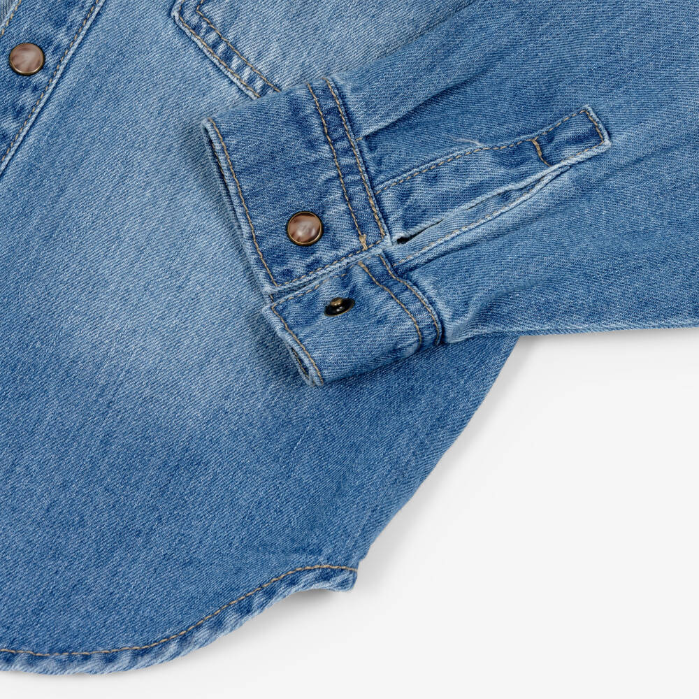 NAME IT-Boys Blue Washed Denim Overshirt | Childrensalon Outlet