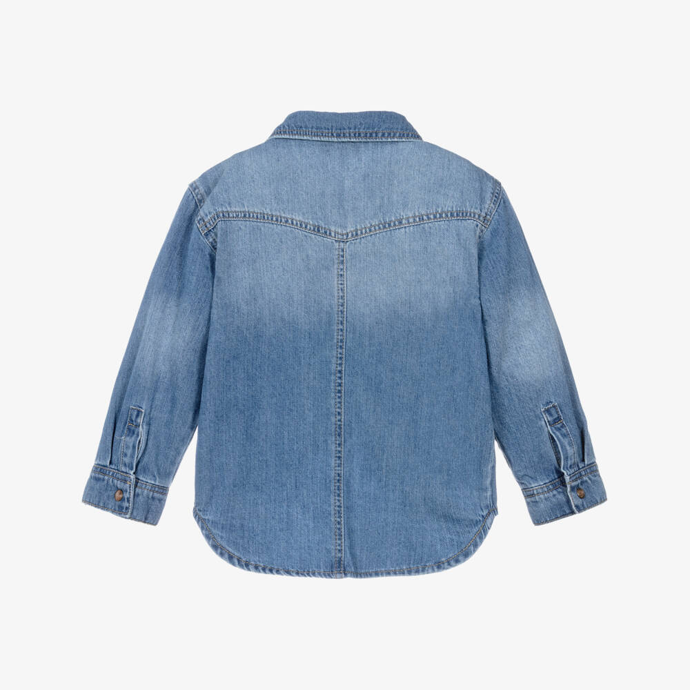 NAME IT-Boys Blue Washed Denim Overshirt | Childrensalon Outlet