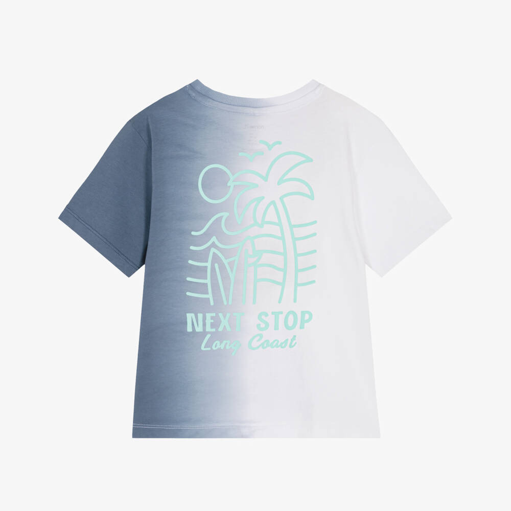 NAME IT-Boys Blue & White Ombré Cotton Palm Tree T-Shirt | Childrensalon Outlet