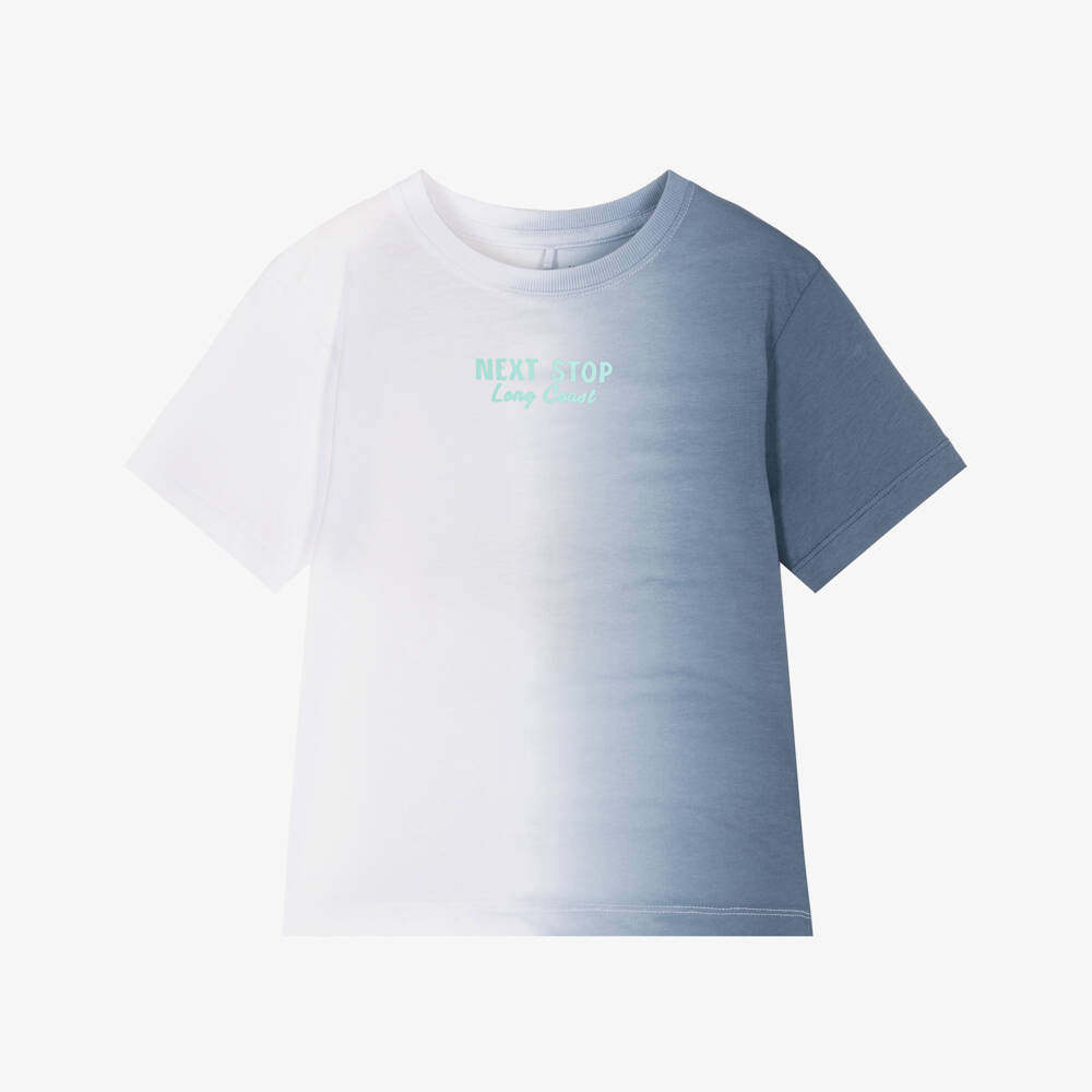 NAME IT-Boys Blue & White Ombré Cotton Palm Tree T-Shirt | Childrensalon Outlet