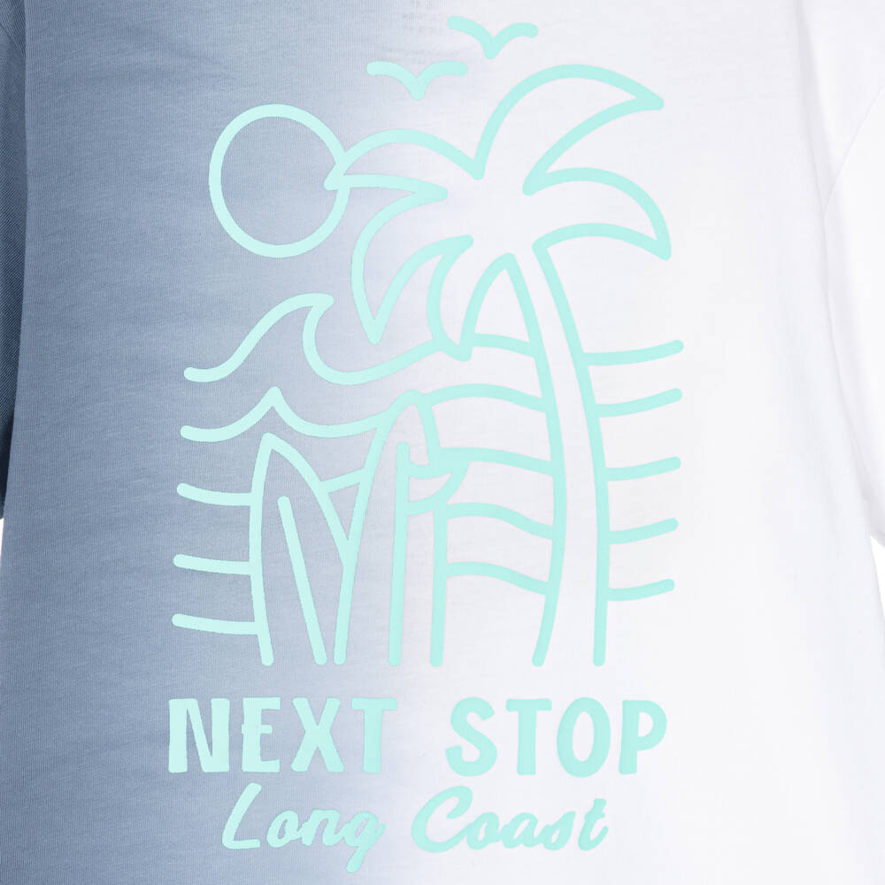 NAME IT-Boys Blue & White Ombré Cotton Palm Tree T-Shirt | Childrensalon Outlet