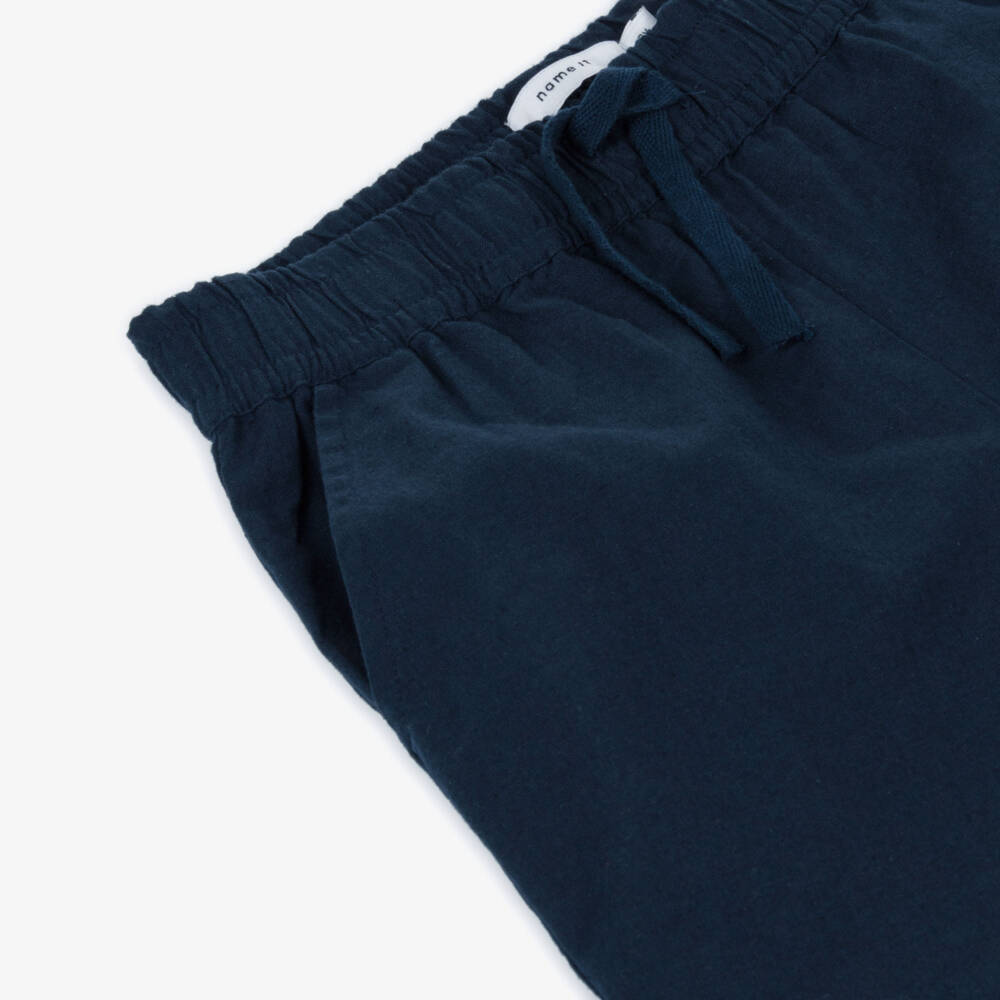 NAME IT-Boys Classic Blue Linen Shorts | Childrensalon Outlet