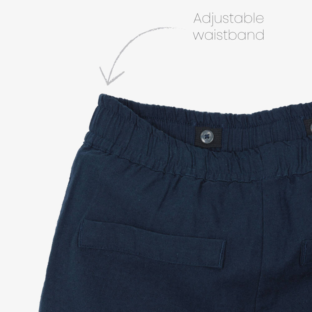 NAME IT-Boys Classic Blue Linen Shorts | Childrensalon Outlet