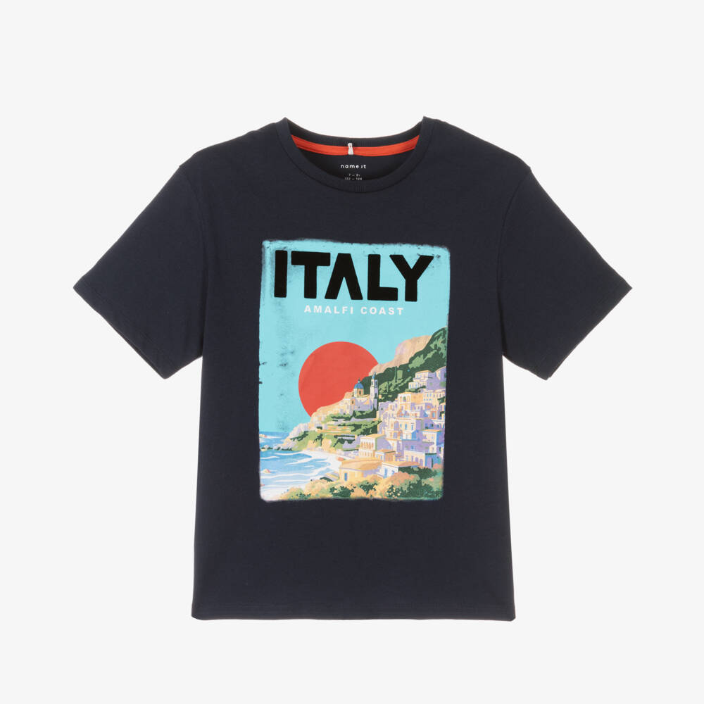 NAME IT-Boys Coastal Blue Cotton Tee | Childrensalon Outlet