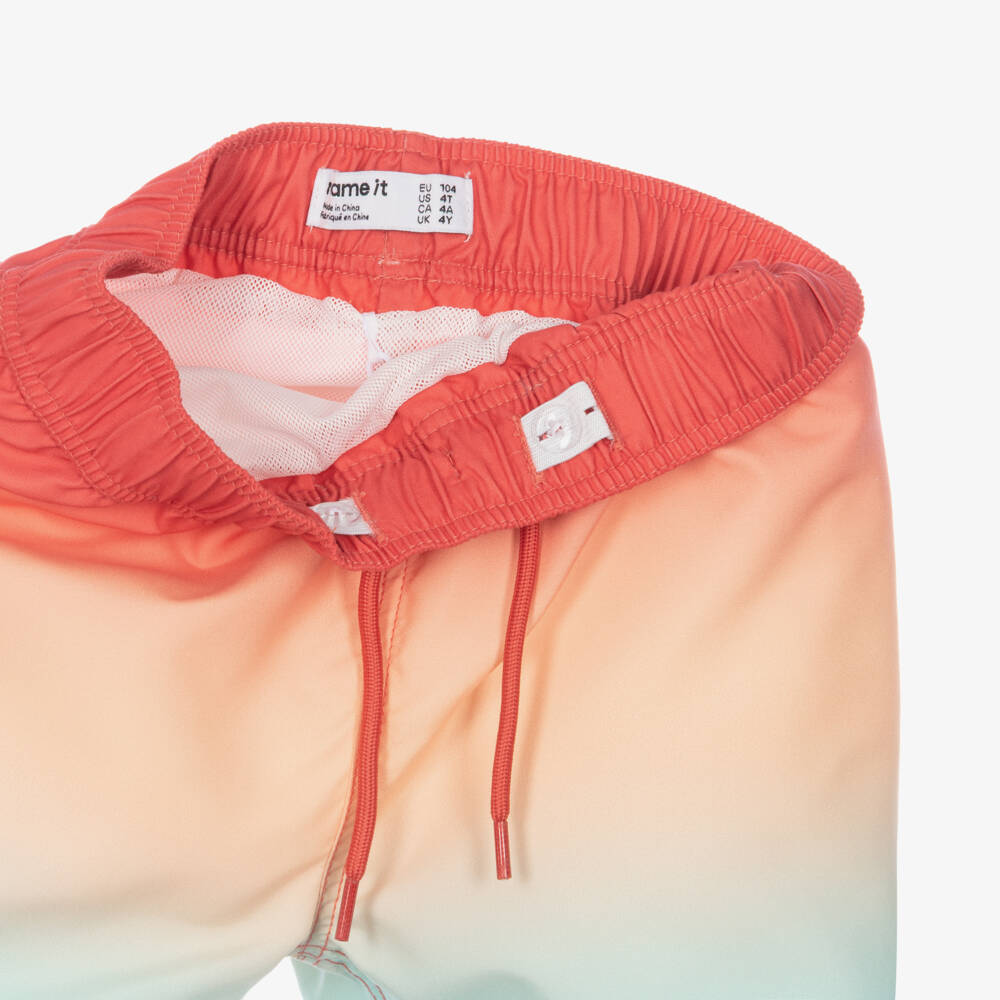 NAME IT-Boys Coral-Orange & Blue Ombré Swim Shorts | Childrensalon Outlet