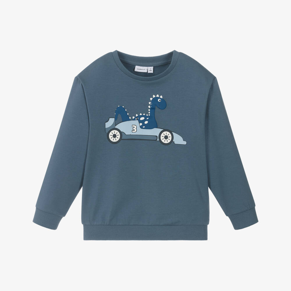 NAME IT-Boys Cozy Blue Dino Pullover | Childrensalon Outlet
