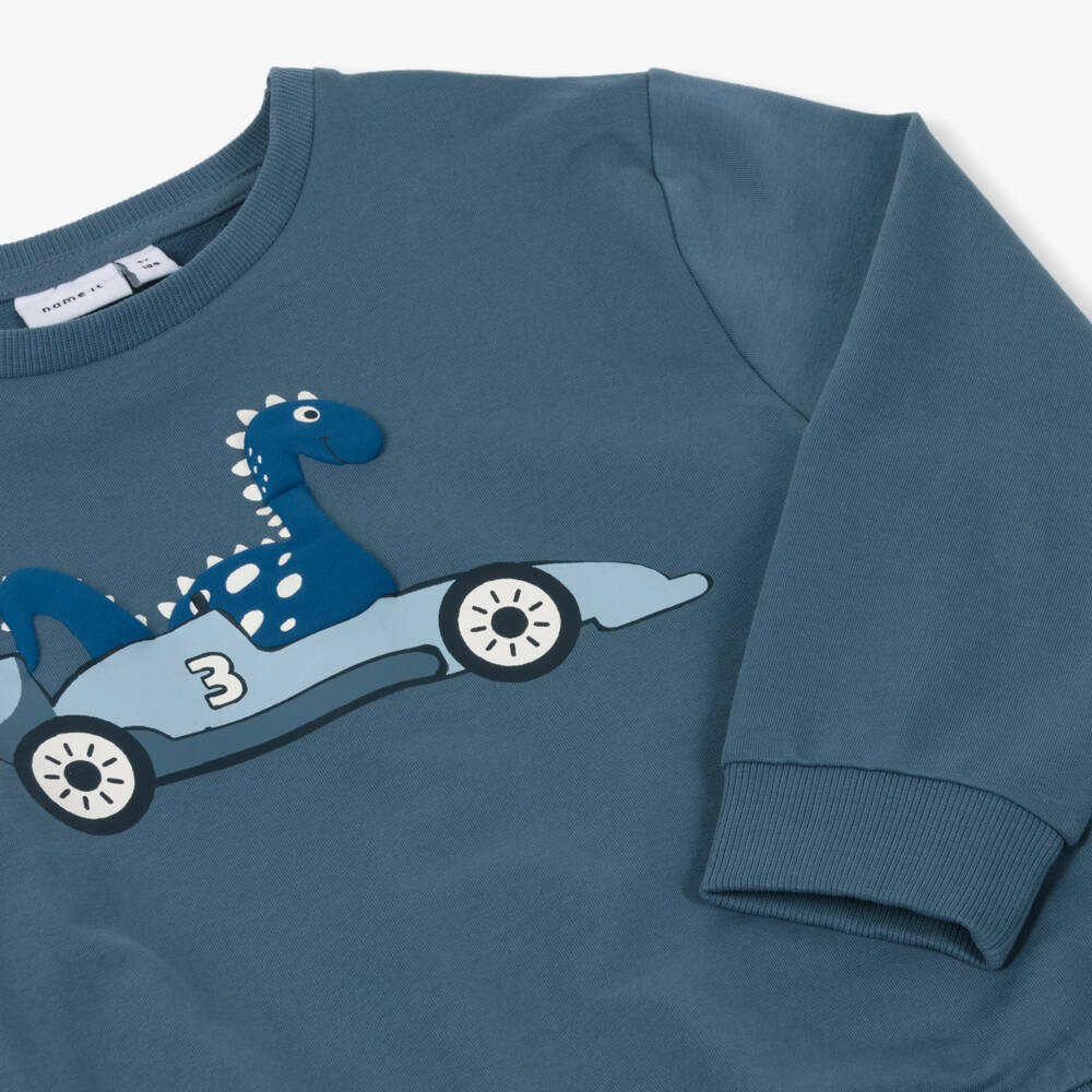 NAME IT-Boys Cozy Blue Dino Pullover | Childrensalon Outlet