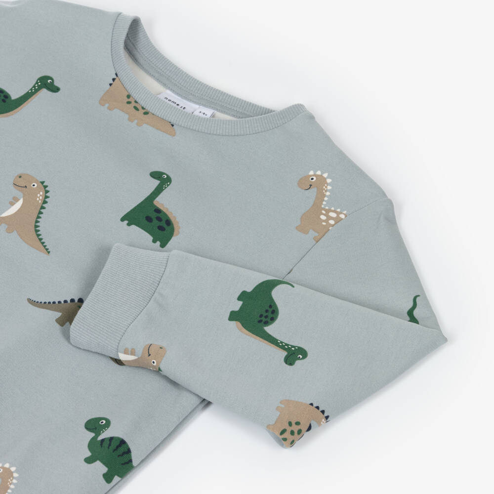 NAME IT-Boys Cozy Grey Dino Top | Childrensalon Outlet