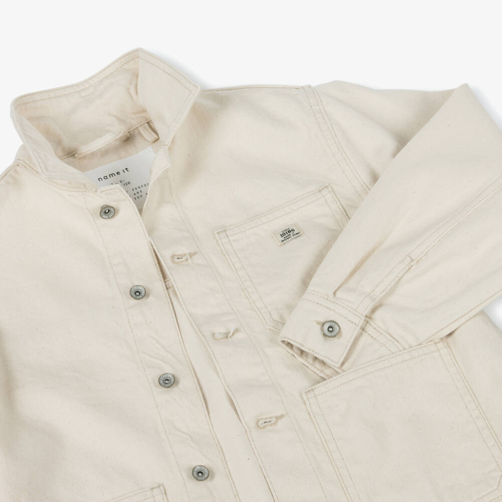NAME IT-Boys Crisp Ivory Cotton Jacket | Childrensalon Outlet