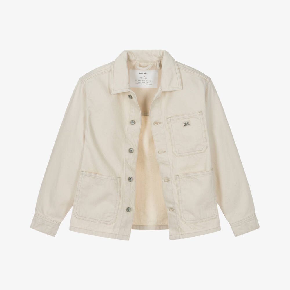 NAME IT-Boys Crisp Ivory Cotton Jacket | Childrensalon Outlet