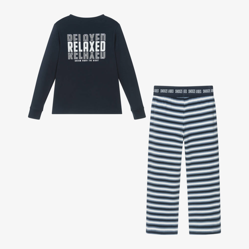 NAME IT-Boys Dark Blue Striped Cotton Pyjamas | Childrensalon Outlet