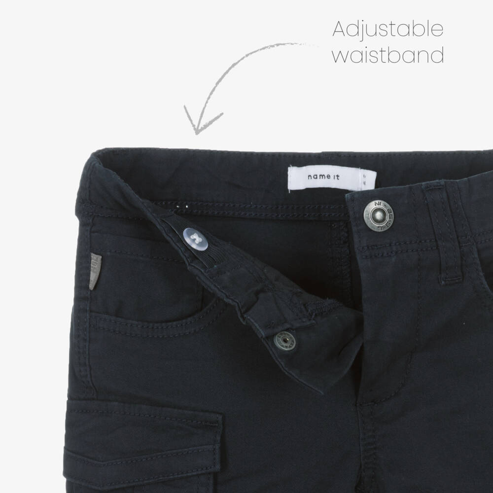 NAME IT-Boys Deep Blue Cargo Cotton Shorts | Childrensalon Outlet