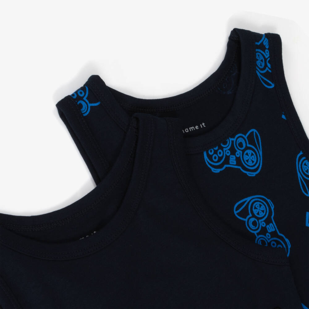 NAME IT-Boys Dual Blue Tank Tops Set | Childrensalon Outlet