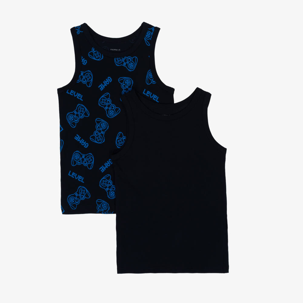 NAME IT-Boys Dual Blue Tank Tops Set | Childrensalon Outlet