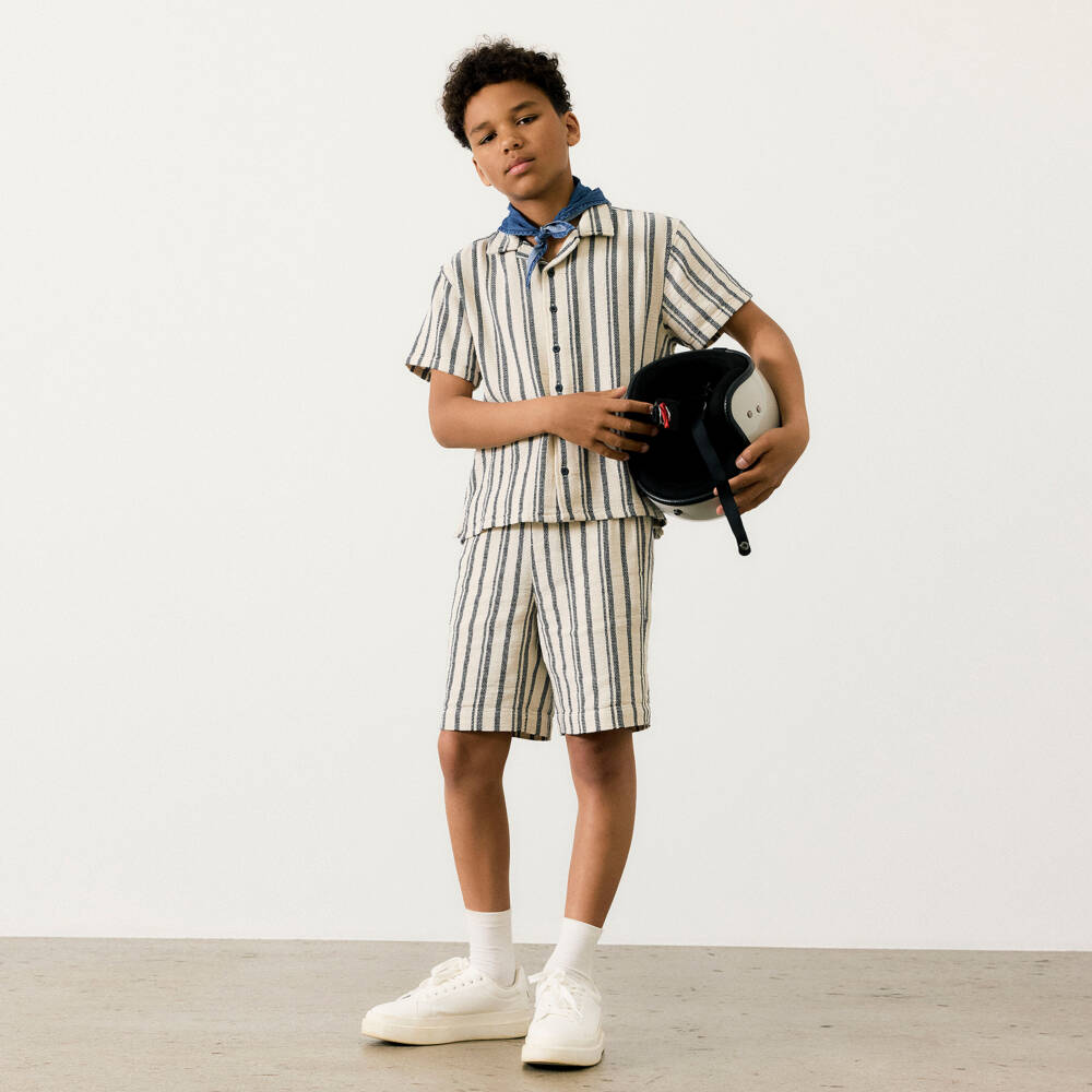 NAME IT-Boys' Earthy Striped Cotton Shorts | Childrensalon Outlet