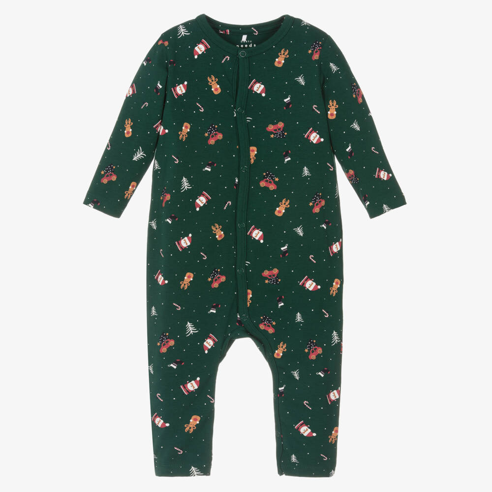 NAME IT-Boys Festive Green Babygrow | Childrensalon Outlet