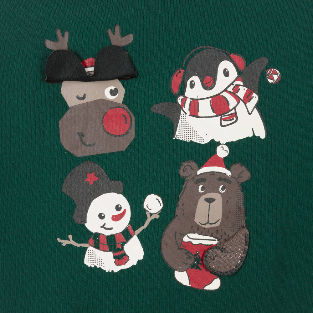 NAME IT-Boys Festive Green Cotton Jumper | Childrensalon Outlet