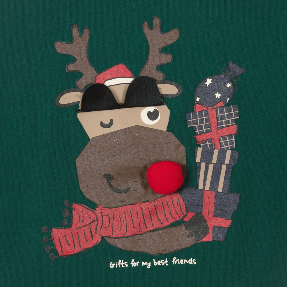 NAME IT-Boys Festive Green Reindeer Shirt | Childrensalon Outlet