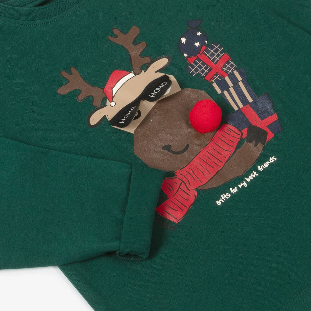 NAME IT-Boys Festive Green Reindeer Shirt | Childrensalon Outlet
