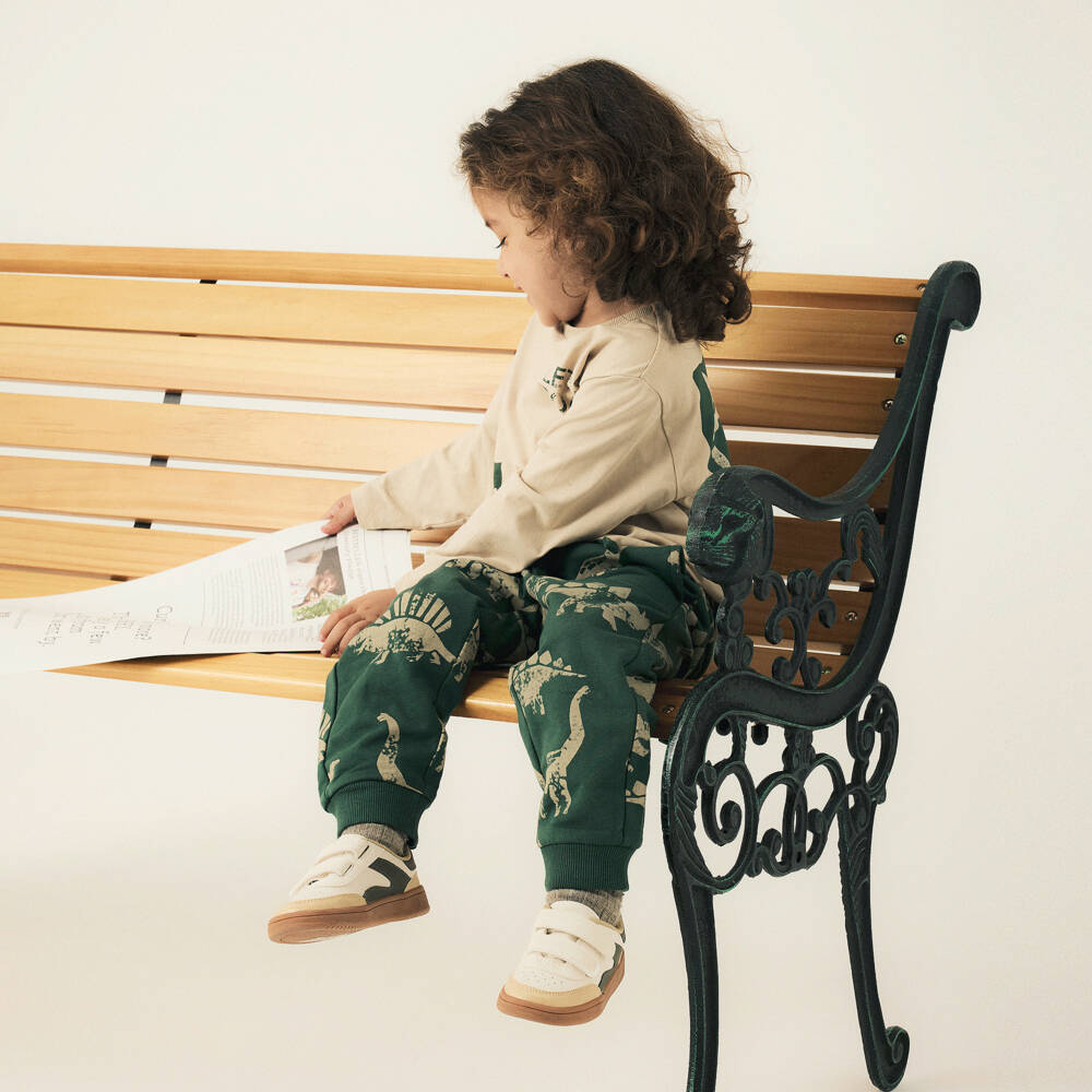 NAME IT-Boys Green Cotton Dinosaur Print Joggers | Childrensalon Outlet