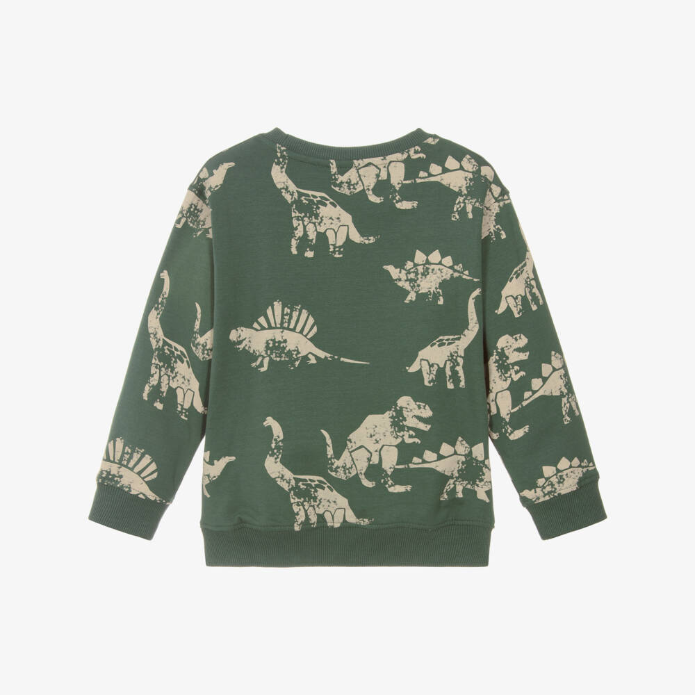 NAME IT-Boys Green Cotton Dinosaur Print Sweatshirt | Childrensalon Outlet